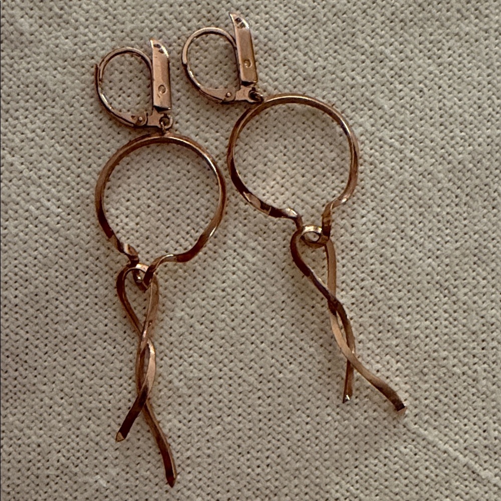 Source Unknown Rose Gold Earrings with Twisted Dangles- Women Jewelry